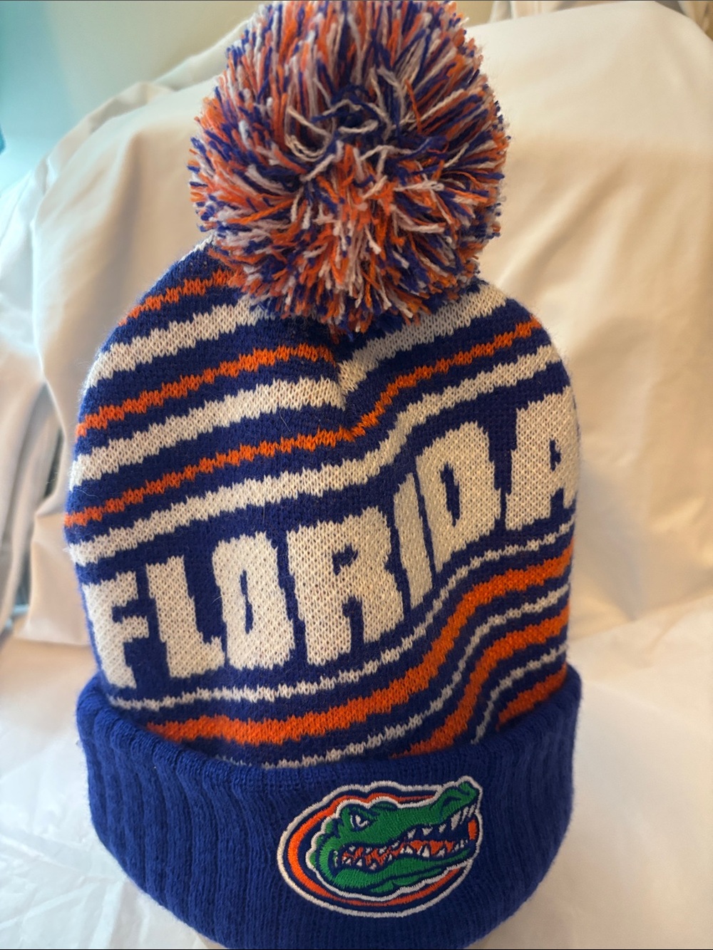 Florida Gators Pom Beanie Hat - Blue/Orange/White